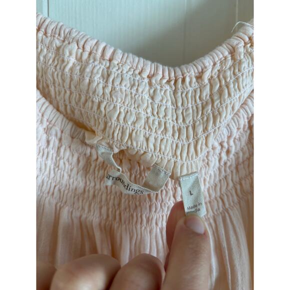 Soft Surroundings Blush Pink Floral Embroidered Peasant Blouse Top Size Large - Picture 5 of 6